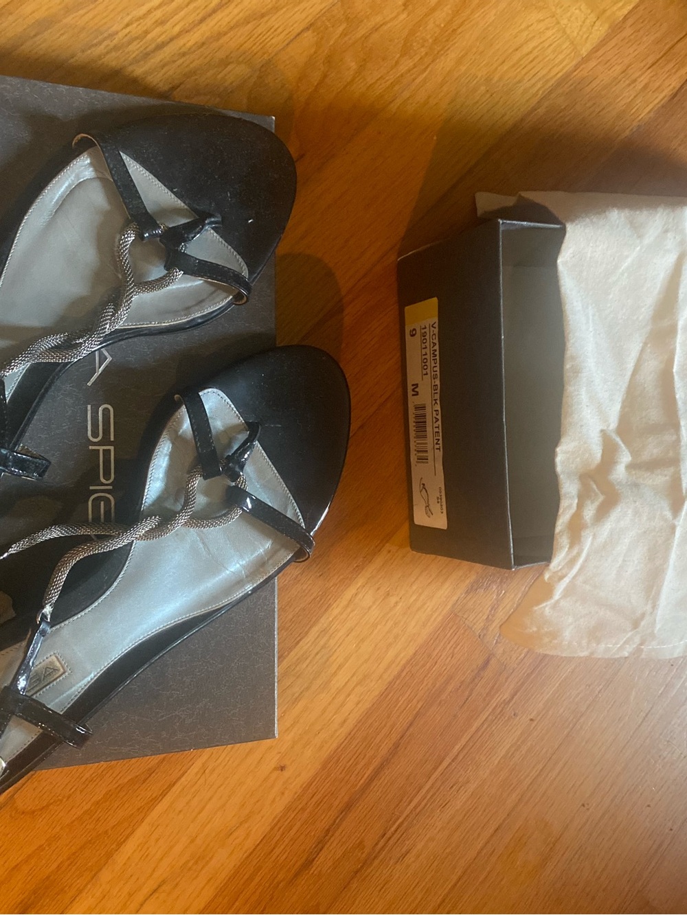 Via Spiga Black Leather Metal Strappy Slingback Sandals Heels Women's Size 9M